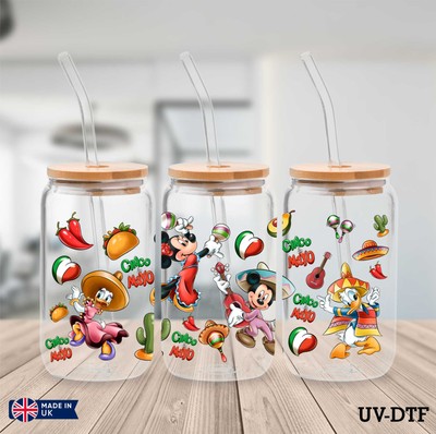 Mickey & Minnie Mouse UV DTF Aufkleber - 16oz Libbey Dose Glasfolie yd349