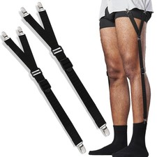 2 Pcs Elastic Shirt Stays with Non Slip Locking Clamps Keep Shirt Tucked In