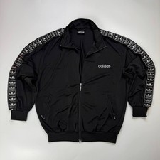 Adidas Originals Vintage 90s Track Jacket   Black Trefoil Stripes   Size L/XL