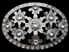 LL17136 REALLY NICE FILIGREE  CRYSTAL FLORAL ORNAMENTS  FASHION BELT BUCKLE