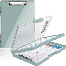 Clipboard with Storage,Heavy Duty Clip Boards 8.5X11 with 2 Storage Case,Clear V