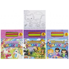 Girls Colouring In Pad - Travel Journey Kids Childrens Activity Book Pencils