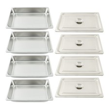 Commercial Stainless Steel 4-Pack Deep Food Pans with Lids 3.7 Inch Steam Table