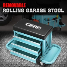 Mechanics Rolling Seat Creeper Garage Stool Shop Tool Box Chest Storage Sky Blue