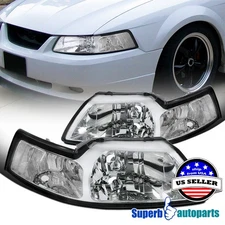 Fits 1999-2004 Ford Mustang Headlights Head Lamps Pair Left+Right 99-04