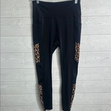 Women's Black and Leopard Leopard Legging Medium