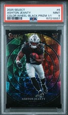 Panini 2025 Select Ashton Jeanty #6 Color Wheel Black Prizm 1/1 PSA 9