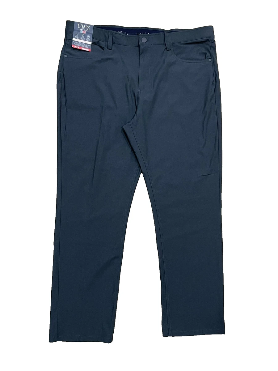 men's chaps classic-fit performance flat-front dress pants Chaps Men's Solid Black Suit Separate Pants - Black