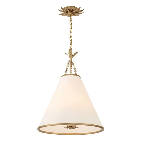 Crystorama Broche 4 Light Pendant, Antique Gold/White - 564-GA - Picture 1 of 1