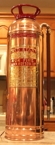 Antique Vintage RED STAR MODEL Copper Brass Fire Extinguisher-Polished Restored