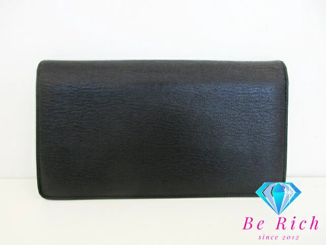 CHANEL Two Fold Long Wallet Black Leather Coco Mark Logo Long Wallet CHANEL Used