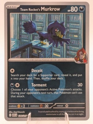 Team Rocket's Murkrow (Energy Symbol Pattern) 126/217 Holo Ascended H Pokemon NM