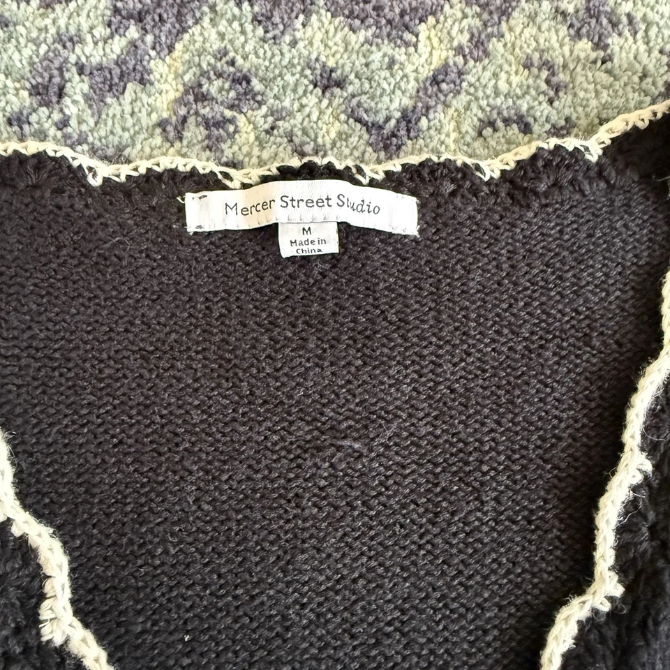 Cárdigan tejido vintage Grandmacore Navidad novedad con pajareras talla mediana Foto 3 de 4