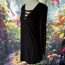Guess Dress Womens M Black Lace Up Suede Feel Y2K Whimsigoth Fairy Party