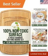 Luxury Bamboo Cutting Board Set of 3 with Glue-Free Surface Technology - Extr...