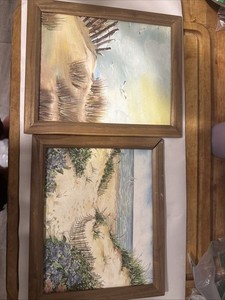Lot Of 2 Hand Painted Beach Paintings On Art Board 9by 12