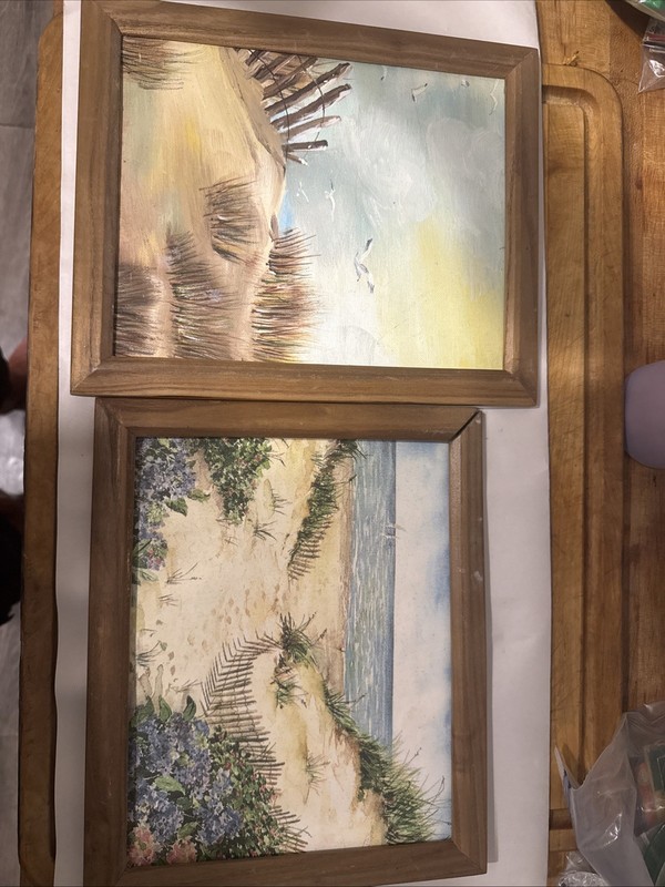 Lot Of 2 Hand Painted Beach Paintings On Art Board 9by 12