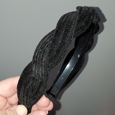 New handmade boutique corduroy braided flexible wide headband black