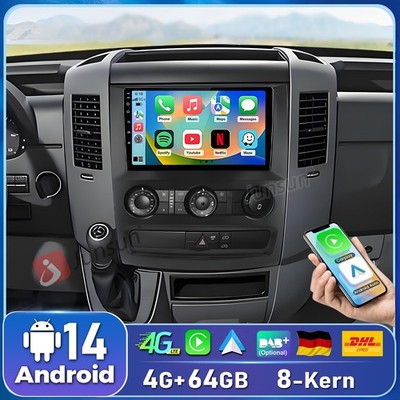 4+64GB Android 14 Carplay Für Sprinter 906 VW Crafter Kasten Bus NAVI LTE DAB+