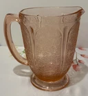 Vintage Jeanette Pink Depression Glass Cherry Blossom 6.5" Tall Footed Pitcher