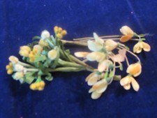 Vtg Millinery Flower Lot Collection Yellow Velvet 3/4" Snowdrops w/Poms H5341