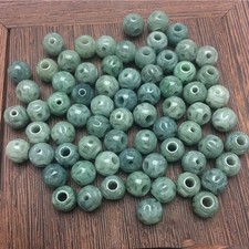50pcs Natural Grade A Jade Jadeite Big Hole Green Coin Beads Loose Bead Jewelry