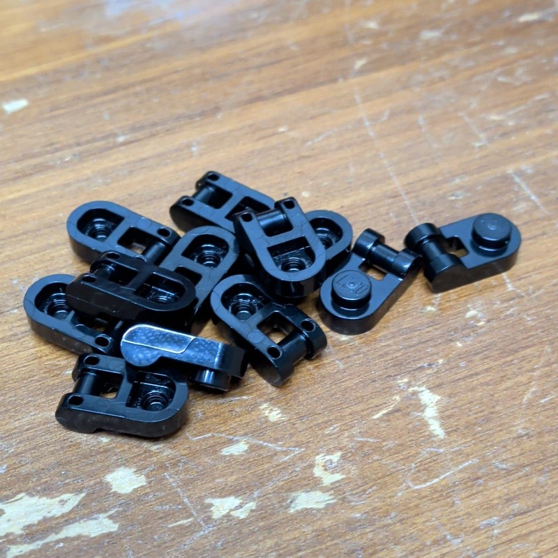 Lego Black Plate, Round 1 x 1 with Bar Handle - Qty 12