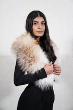 Rare Arctic Golden Fox Fur Collar Scarf Luxury Fur Shawl Handmade Real Fox Col