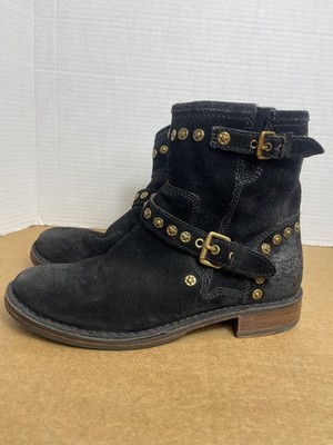 UGG Australia Fabrizia Moto Studded Waterproof Women's Black Biker Boot Sz 6.5