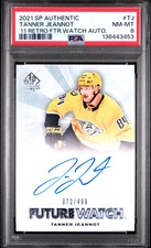 2021-22 SP Authentic Tanner Jeannot Retro Future Watch Auto Rookie 072/499 PSA 8