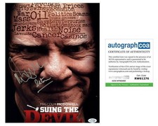 Malcolm McDowell Autographed 11x14 Poster Photo Suing The Devil ACOA Witness ITP