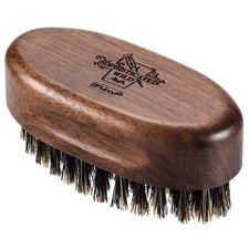 Natural Boar Bristle Beard Brush for Travel with Black Walnut Wood Handle