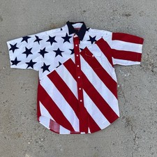 Vtg 90's Panhandle Slim STARS STRIPES American Flag Western Shirt Sz Large Garth