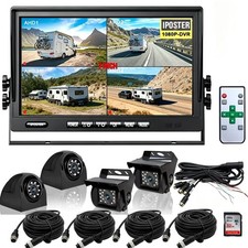 RV Backup Camera Rear View 7" DVR Quad Monitor Screen Display for Truck Bus Van