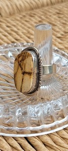 Sterling Silver 925 Picture Jasper Statement Ring Size 7.5 Boho Southwestern