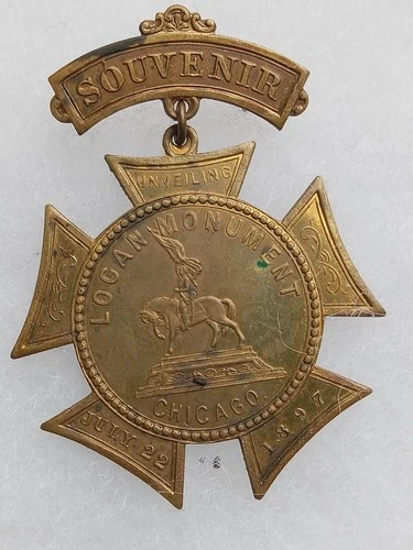 1897 CHICAGO ILLINOIS JOHN LOGAN MONUMENT DEDICATION GAR CIVIL WAR VETS MEDAL