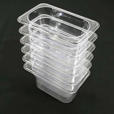 Hakka 6 Pack 1/9 Size Polycarbonate Food Pan 4" Deep Clear Storage Prep Pans
