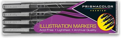 Prismacolor Black Premier Brush Assorted Marker Set, 4 Count, New | eBay
