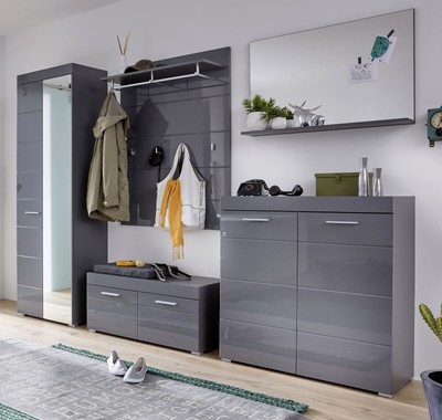 garderoben set hochglanz grau