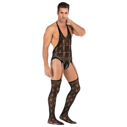 Hombres Lencería Malla Cuerpo Medias Pantimedias Body Ver a través de Ropa Interior Erótica - Imagen 141 de 162