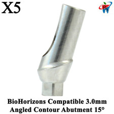 5pcs Dental BioHorizons Compatible 3.0mm Angulated Contour Abutment 15 
