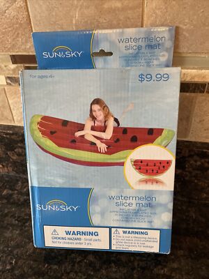 Sun & Sky Inflatable Watermelon Slice Pool Beach Floating Mat Raft 70''x35'' New