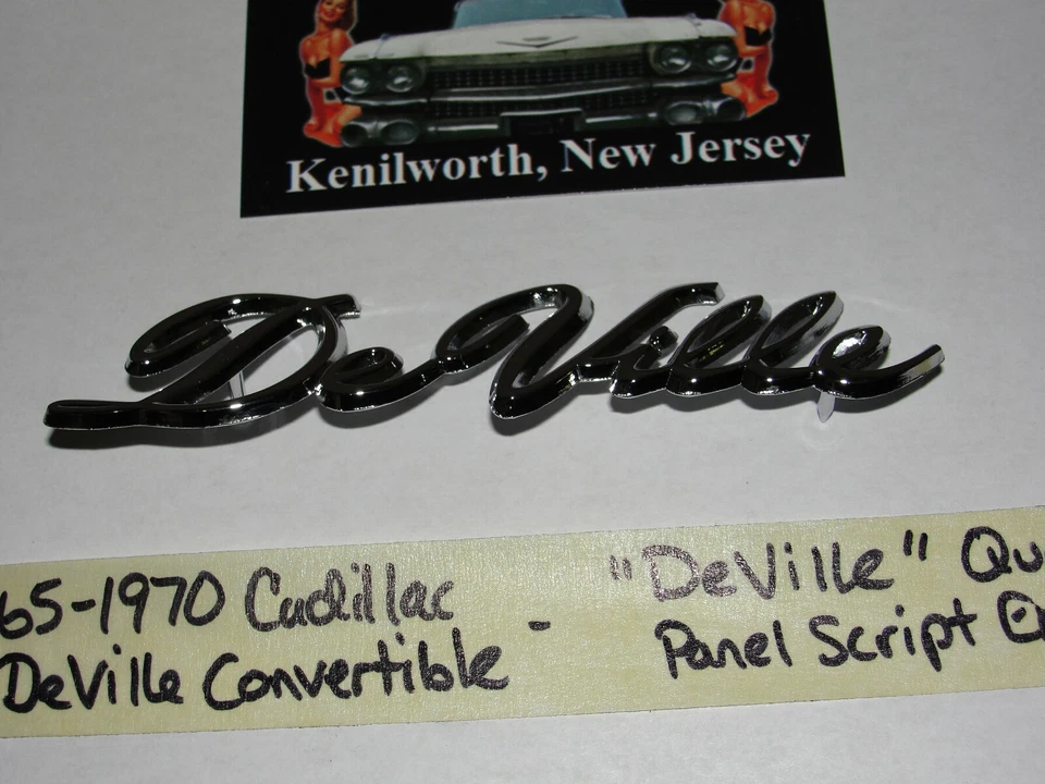 NUEVO 1965-1970 CADILLAC CONVERTIBLE "DEVILLE" CUARTO PANEL GUARDABARROS EMBLEMA DE ESCRITURA Foto 4 de 4