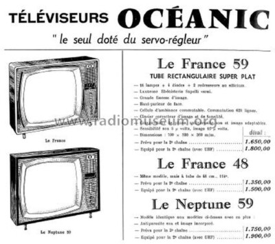 TÉLÉVISEUR À LAMPES Océanic ITT Le France, déco vintage, ou pour pièces