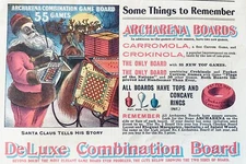 Santa Claus CARROM-ARCHARENA Deluxe Combo Game Boards Vtg Victorian 1901 Xmas Ad