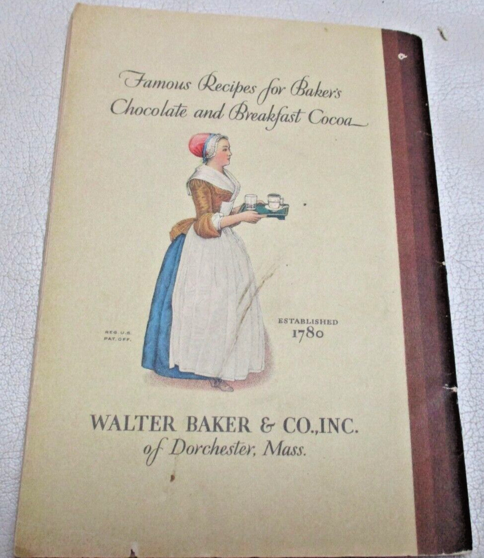1928 WALTER BAKER & CO RECEIPE BOOK-FOR BAKERS CHOCOLATE & BREAKFAST COCOA