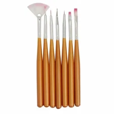7Pcs wooden Acrylic Nail Art Pen Tips UV Builder Gel Painting Brush Manicure Set
