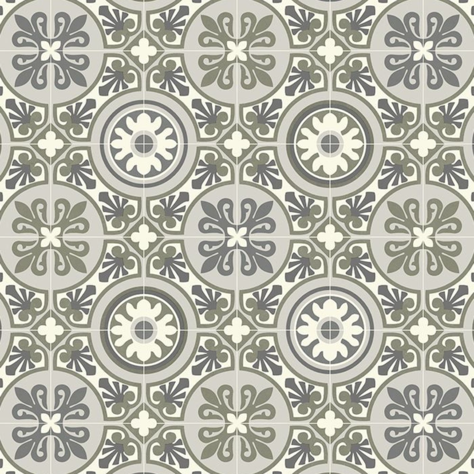 Moroccan Tile Effect Cushioned Vinyl Flooring Sheet Kitchen & Bathroom ...