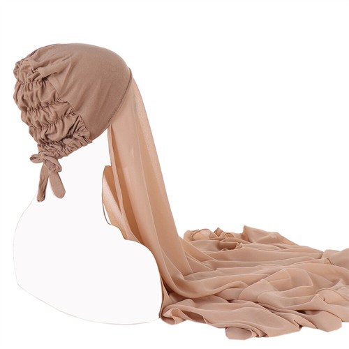 Instant Women Cap Long Scarf Shawl Hijab Hat Headwrap Turban Islamic Headscarf - Picture 14 of 44