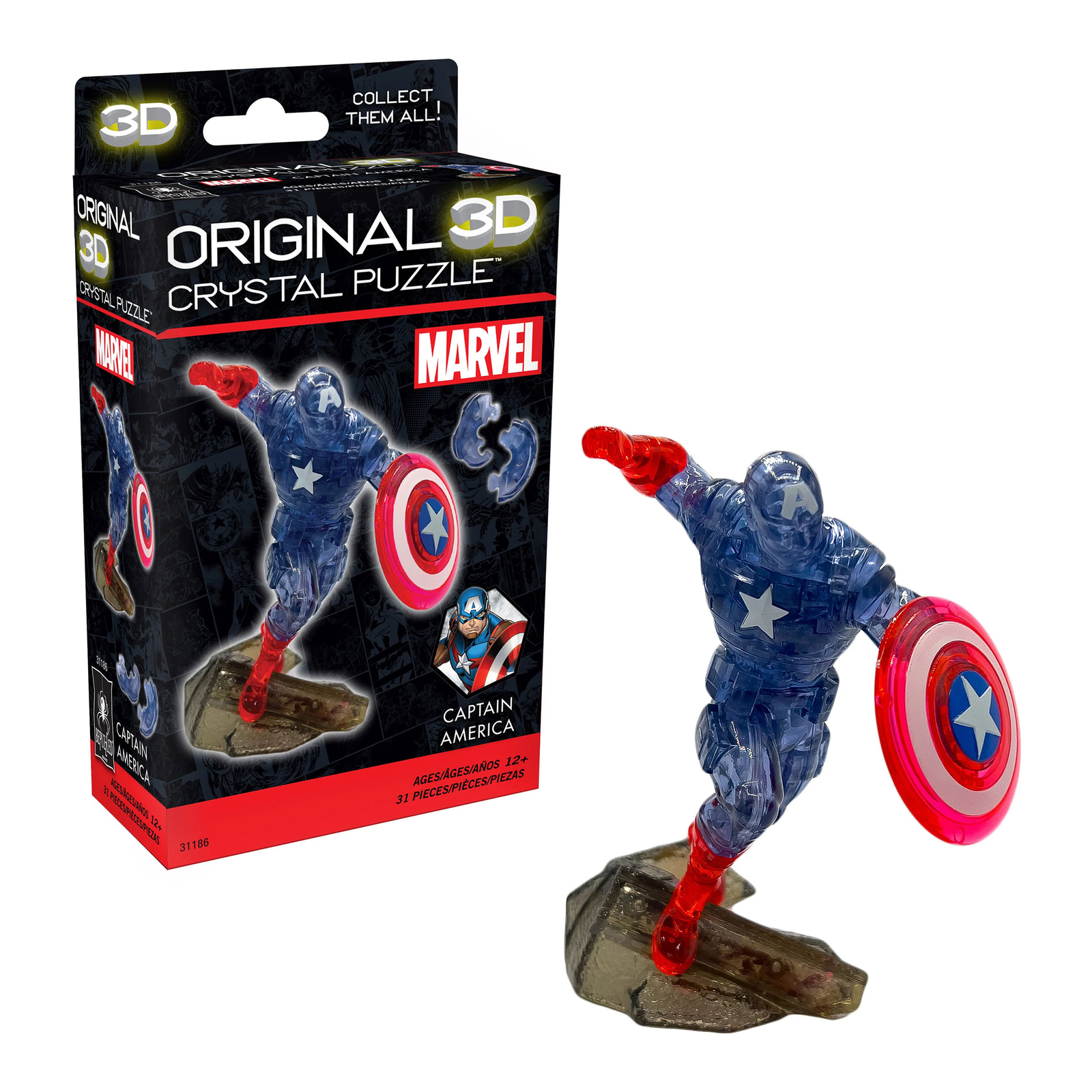 Оригинальный 3D хрустальный пазл Marvel Captain America, 31 деталь